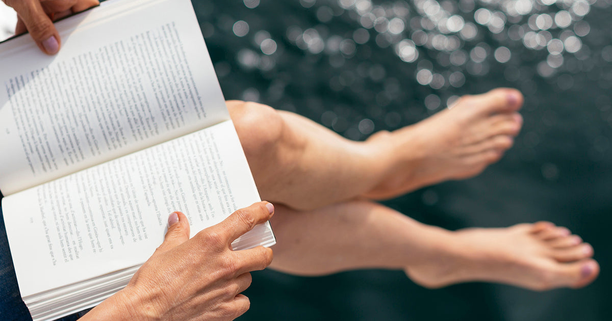 woman reading book