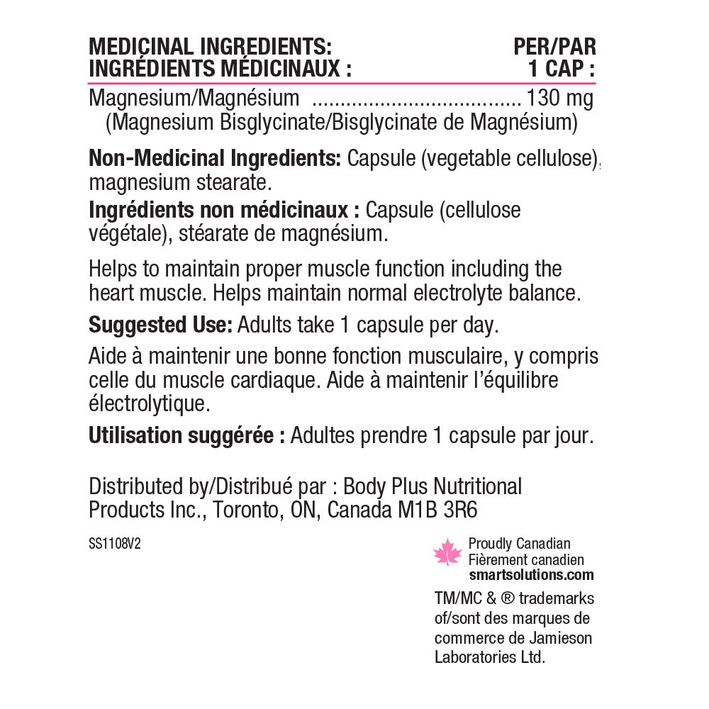 31001732 Smart Solutions Magnesium Bisglycinate 90 Capsules LV1108_NFP